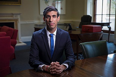 Rishi Sunak the Chancellor of the Exchequer sat at a desk in 11 Downing Street. He delivered his 2nd Budget on Wednesday 3rd March 20201
